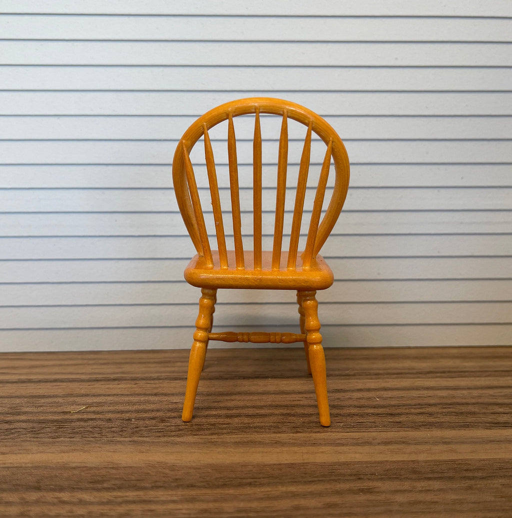 1:12 Scale Miniature Windsor Bow Back Dining Chair, 3-3/8 inch tall, DIY Dollhouse Supply (wood) (honey)