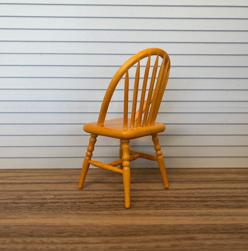 1:12 Scale Miniature Windsor Bow Back Dining Chair, 3-3/8 inch tall, DIY Dollhouse Supply (wood) (honey)