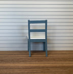 Chaise de salle à manger miniature en bois à dossier à barreaux, échelle 1:12, 7,9 cm de hauteur, fournitures pour maison de poupée DIY (gris bleu et crème)