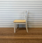 Chaise de salle à manger miniature échelle 1:12 à dossier à barreaux, assise en bois, 7,9 cm de hauteur, fournitures pour maison de poupée DIY (blanc)