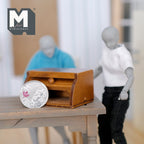Miniature de boîte à pain en bois à l'échelle 1:12 avec couvercle à rideau, 4,9 cm de large, fourniture pour maison de poupée DIY