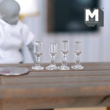 Dollhouse Supplies Wine Glass Set of 4 , 1:12 Scale Miniature Wine Glasses Set (made with real glass) - E091