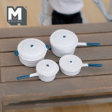 Dollhouse Supplies Metal Cooking Pot Set of 4 , 1:12 Scale Miniature Pots with Lids , Metal Saucepan Set - E037