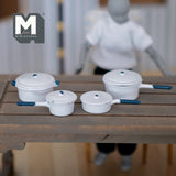 Dollhouse Supplies Metal Cooking Pot Set of 4 , 1:12 Scale Miniature Pots with Lids , Metal Saucepan Set - E037