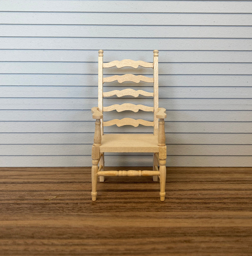 Dollhouse Supplies Ladderback Chair Unfinished Unpainted 1:12 Scale Miniature Chair - D008