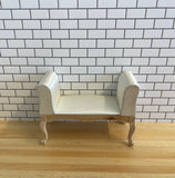 Dollhouse Window Chaise with Roll Pillows , Miniature Silk Cover Bench , Upholstered Bench Bedroom Sofa - E004