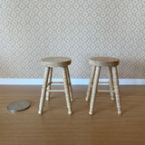 Dollhouse Supplies Round Stools , Unpainted 1:12 Scale Miniature Stool Round Chairs , Kitchen Stools , Garden Stools ,  Set of 2 - D018