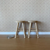 Dollhouse Supplies Round Stools , Unpainted 1:12 Scale Miniature Stool Round Chairs , Kitchen Stools , Garden Stools ,  Set of 2 - D018