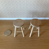 Dollhouse Round Stools , Unpainted 1:12 Scale Miniature Stool Round Chairs , Kitchen Stools , Garden Stools ,  Set of 2 - D018