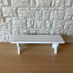 1:12 Scale Miniature Wood Slatted Garden Bench, 4-13/16 inch long, DIY Dollhouse Supply (white)