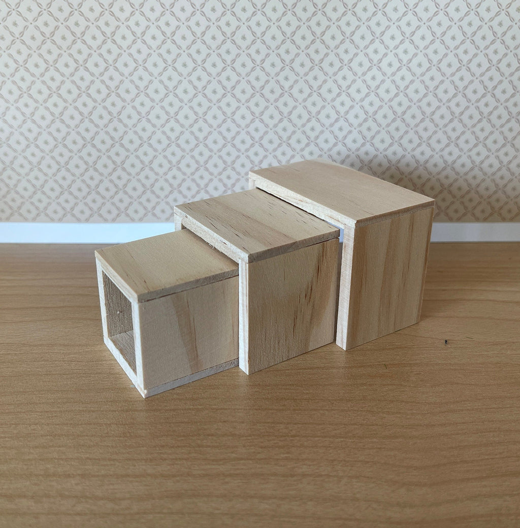 Dollhouse Unpainted Nesting Coffee Tables , 1:12 Scale Miniature Unfinished Nesting Tables Set of 3 - J043