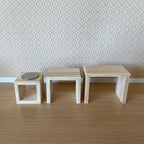 Dollhouse Unpainted Nesting Coffee Tables , 1:12 Scale Miniature Unfinished Nesting Tables Set of 3 - J043