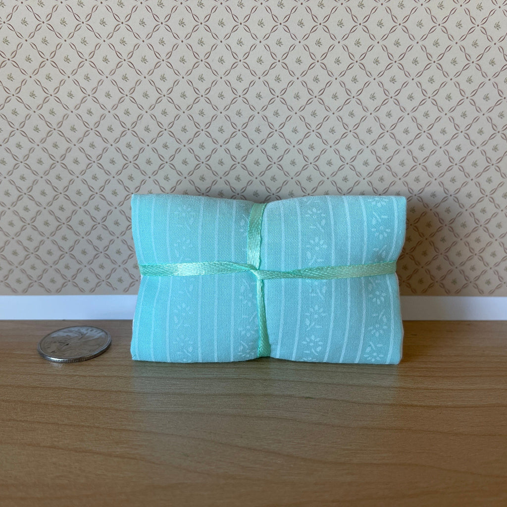 1:12 Scale Miniature Single Bedding Set, Pillow, Comforter and Cover Sheet, 6-3/4 inch long, DIY Dollhouse Supply (mint green)