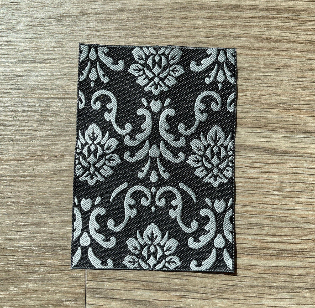 1:12 Scale Miniature Damask Area Rug, 4-5/16 inch long, DIY Dollhouse Supply (black and white)