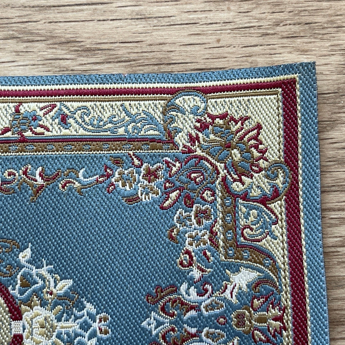 1:12 Scale Miniature Area Rug with Floral Medallion and Border, 6-5/16 inch long, DIY Dollhouse Supply (blue)