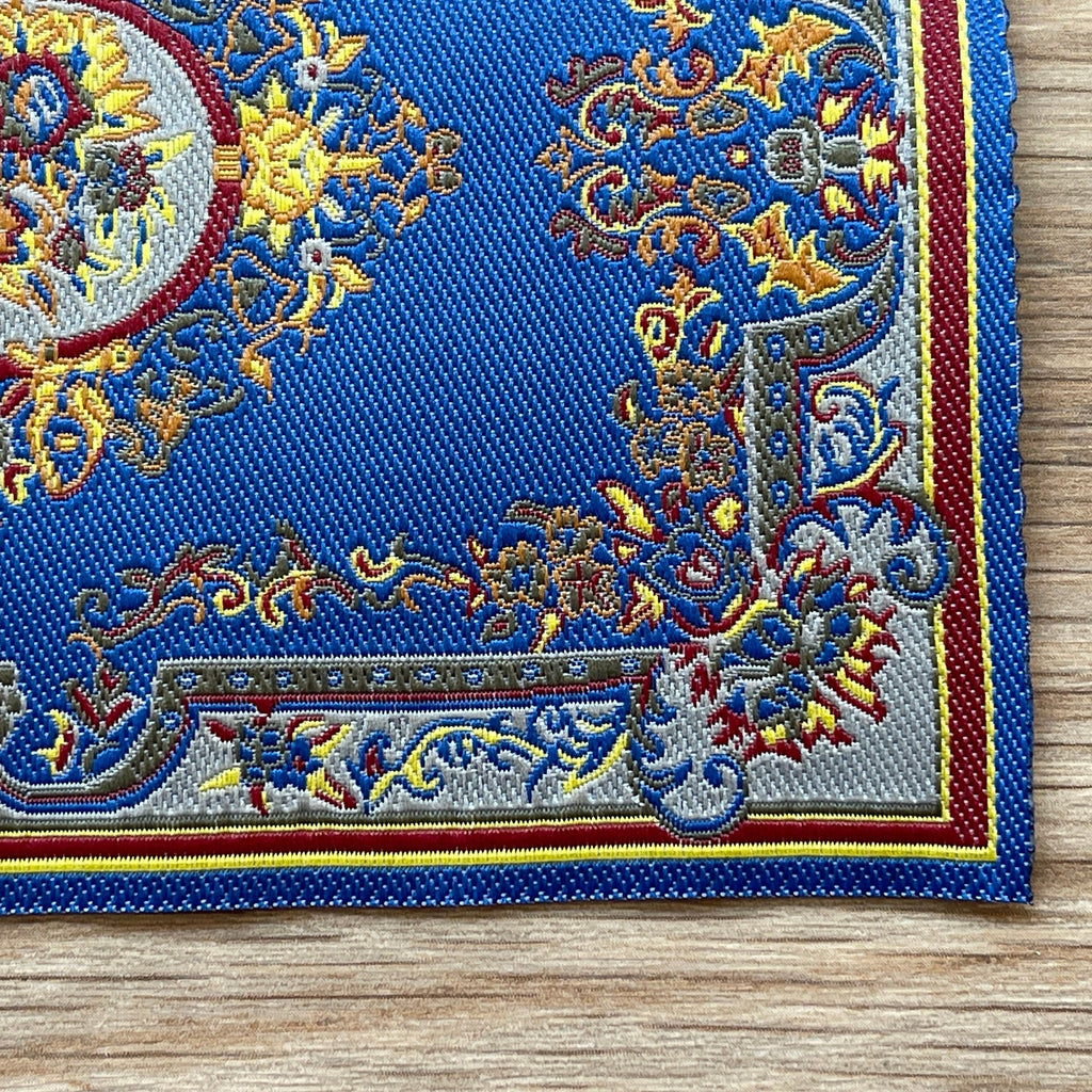 1:12 Scale Miniature Area Rug with Floral Medallion and Border, 5-9/16 inch long, DIY Dollhouse Supply (royal blue)