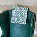 1:12 Scale Miniature Chair Antimacassars, Damask Print, Set of 2, 2 inch long, DIY Dollhouse Supply (white and teal)