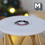 Miniatur-Weihnachtskranz-Wandteller im Maßstab 1:12, 1-3/16 Zoll Ø, DIY-Puppenhausbedarf (weiß)