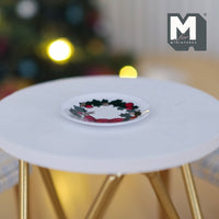 Dollhouse Miniature Christmas Wreath Wall Plate , 1:12 Scale Miniature Wall Plate - G061