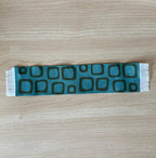 1:12 scale miniature double sided hallway runner rug in teal and blue with rounded square pattern and white fringe