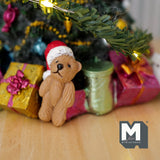 Miniature Bear Doll with Santa Hat , 1:12 Scale Dollhouse Supplies Little Bear with Christmas Hat 1.5 Inch Tall - G026