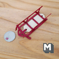 Miniature Sledge , 1:12 Scale Dollhouse Miniature Metal Sledge with Wooden Base , Toboggan , Dollhouse Sleigh , Komatik , Snowmobile - G060