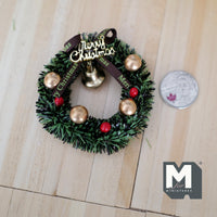 1:12 Dollhouse Christmas decoration miniature Christmas wreath with ornaments and bell Christmas garland - G091