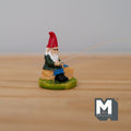 1:12 Scale Miniature Fishing Garden Gnome Figurine, Red Hat, Grassy Base, 1-7/16 inch tall, DIY Dollhouse Supply (cast resin)