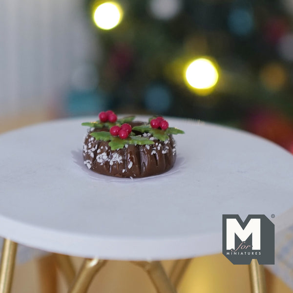 1:12 scale Dollhouse miniature Chocolate Christmas Cake - E013