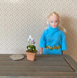Dollhouse Supplies potted flower / dolls house Clay Orchid / decoration living room 1 12th scale miniature - F085