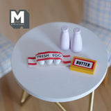 Dollhouse Eggs Butter and Milk , 1:12 Scale Miniature Eggs , Miniature Butter , Miniature Milk Bottles - E028