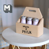 Dollhouse Milk Crate with 3 Bottles of Milk , 1:12 Scale Miniature Milk Crate , Dairy Crate , Milk Carrier , Bottle Rack - E030