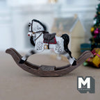 Miniatura in scala 1:12 cavallo a dondolo grigio pomellato, sella rossa, alto 2-9/16 inch, accessori fai da te per casa delle bambole (resina colata)