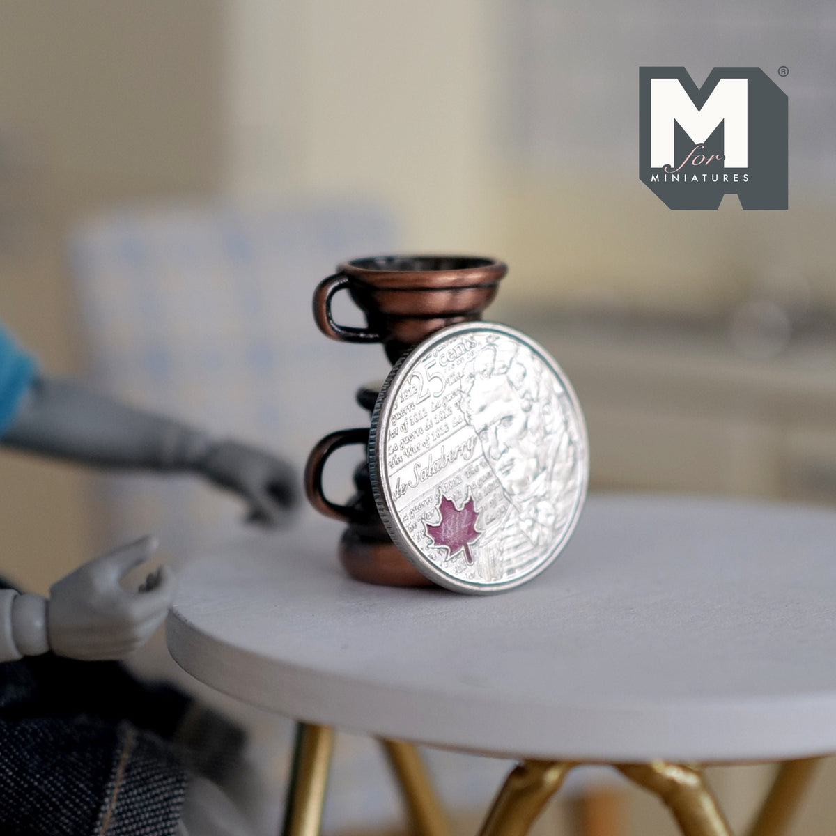 1:12 Scale Miniature Metal Coffee Dripper with Server, 1-1/8 inch tall, DIY Dollhouse Supply (copper)