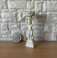 Dollhouse Bird Bath Fountain , Miniature Boy Figurine Statue Pedestal Fountain , 1:12 Scale Fountain (cast resin) - B100