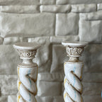 1:12 Scale Miniature Twisted Columns, Set of 2, 2-13/16 inch tall, DIY Dollhouse Supply (white and gold)