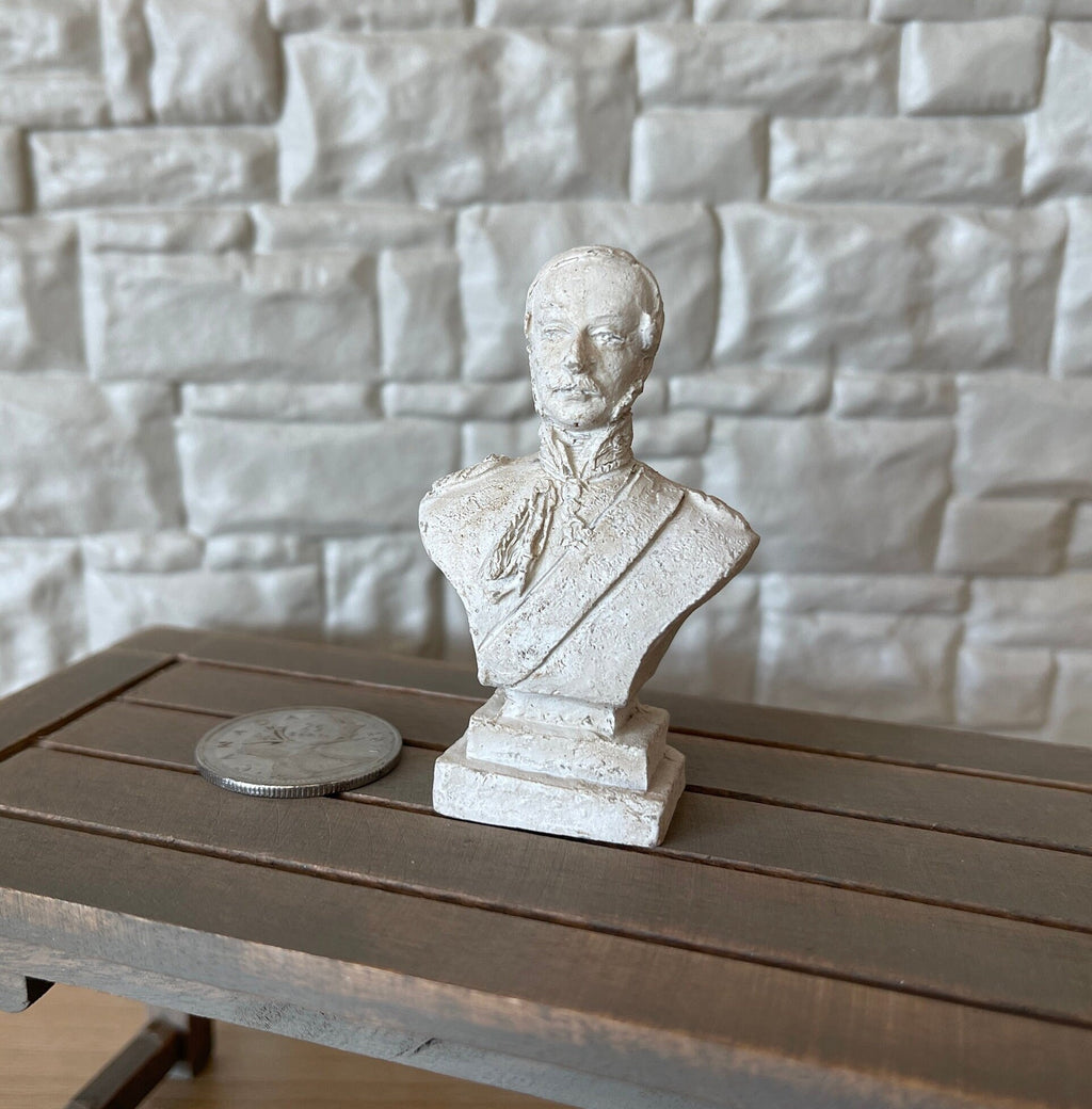 1:12 Scale Miniature Bust Sculpture of a Man in a Suit, 2-5/16 inch tall, DIY Dollhouse Supply (cast resin) (white)