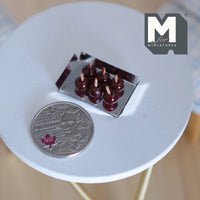 Miniature Toffee Apples , 1:12 Scale Dollhouse Fruit Toffee Apples on Silver Tray - E025