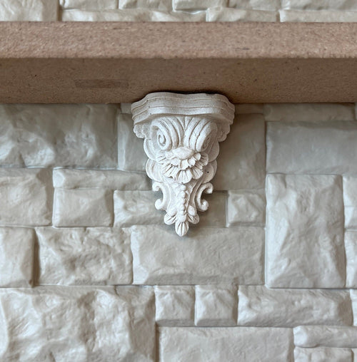 1:12 Scale Miniature Acanthus Leaf Corbel with Flat Top, 1-5/8 inch tall, DIY Dollhouse Supply (cast resin)