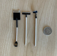 Dollhouse gardening tools , fairy garden rake set of 3 , 1:12 scale miniature - E068
