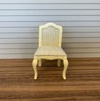 1:12 Scale Miniature Wood French Style Vanity Chair with Cane Look Back, 2-11/16 inch tall, DIY Dollhouse Supply (cream)