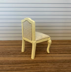 1:12 Scale Miniature Wood French Style Vanity Chair with Cane Look Back, 2-11/16 inch tall, DIY Dollhouse Supply (cream)