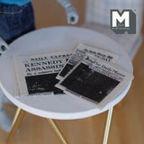 Miniature Newspaper , 1:12 Scale Dollhouse 5 Pages Double Side Newspapers , 2 Large Size , 3 Medium Size C039