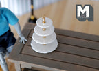 1:12 Scale Miniature 4 Tier Dessert Stand, Round Tiers with Center Post, 1-15/16 inch tall, DIY Dollhouse Supply (white)