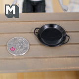Dollhouse Supplies Miniature Black Metal Saute Pan with 2 Handles cooking pot E036