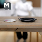 Dollhouse Supplies Miniature Black Metal Saute Pan with 2 Handles cooking pot E036