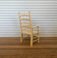 Dollhouse Ladderback Chair Unfinished Unpainted 1:12 Scale Miniature Chair - D008