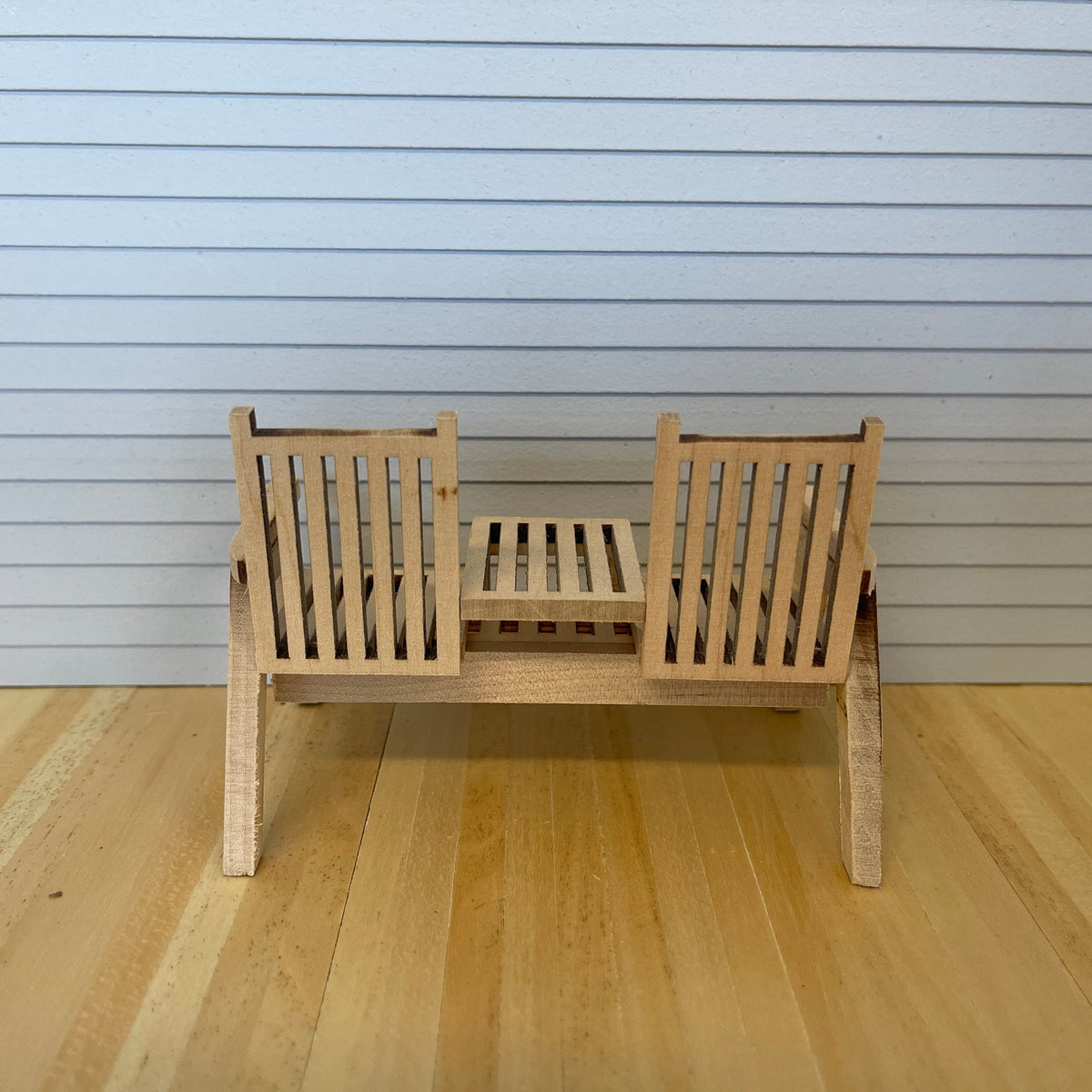 Dollhouse Supplies Fairy Garden Loveseat with Middle Table 1:12 Miniature Unfinished Garden Chair with Center Table , Fairy Sofa  - E005