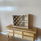 1:12 Scale Miniature Unpainted Wood Wine Rack, Diagonal Lattice, Side Shelves, 3 inch wide, DIY Dollhouse Supply