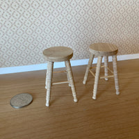 Dollhouse Round Stools , Unpainted 1:12 Scale Miniature Stool Round Chairs , Kitchen Stools , Garden Stools ,  Set of 2 - D018